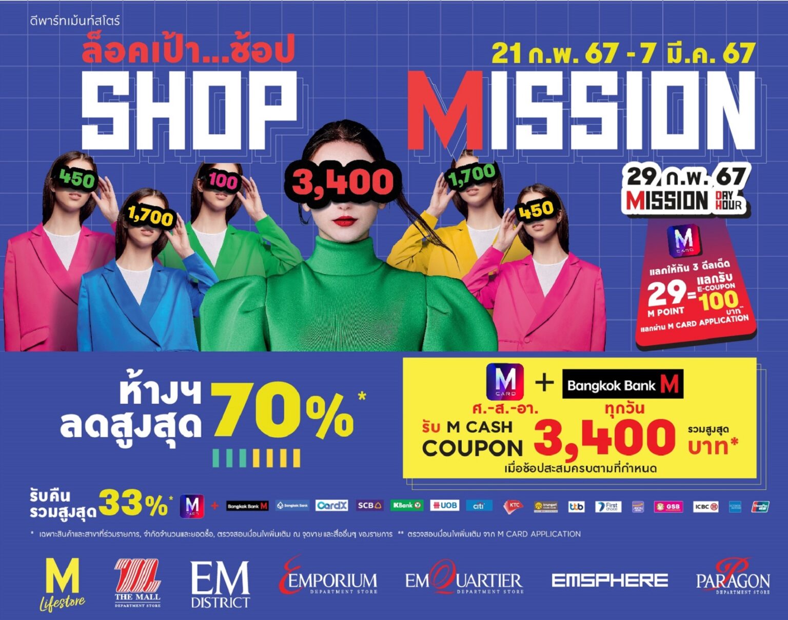 เดอะมอลล์ กรุ๊ป จัดแคมเปญ “SHOP MISSION” ล็อคเป้า..ช้อป พิเศษ สมาชิกบัตร M Card และลูกค้าบัตรเครดิต Bangkok Bank M Visa