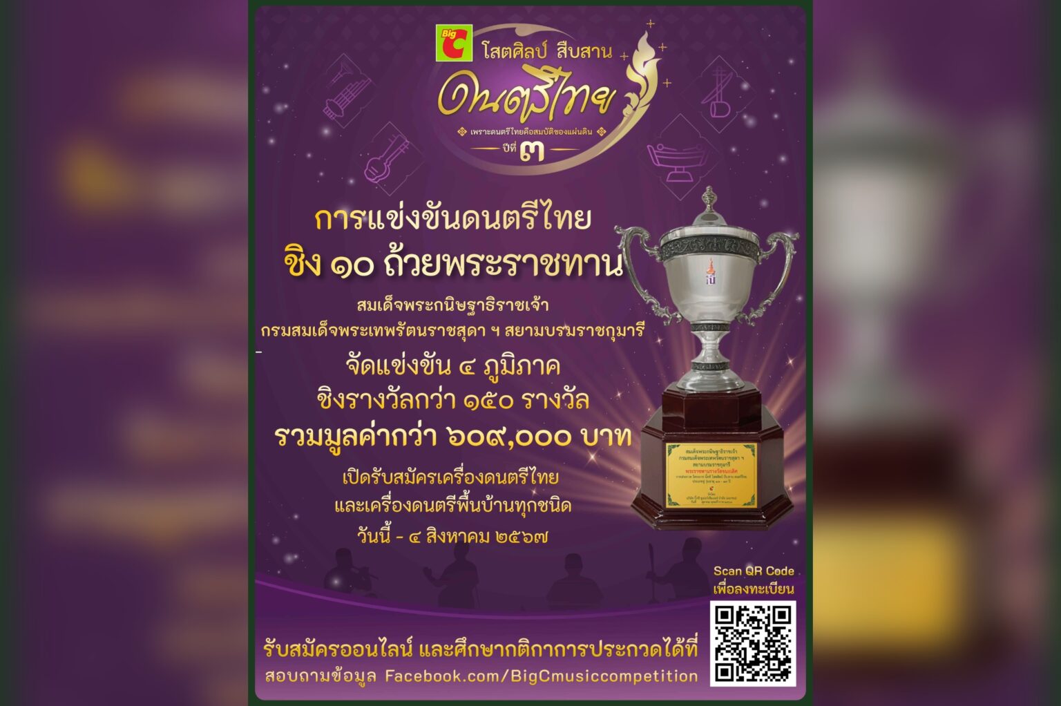 บิ๊กซี ขอเชิญชวนน้องๆ เยาวชน เข้าร่วมการประกวดแข่งขันในโครงการ”บิ๊กซี โสตศิลป์ สืบสาน ดนตรีไทย” ปีที่3