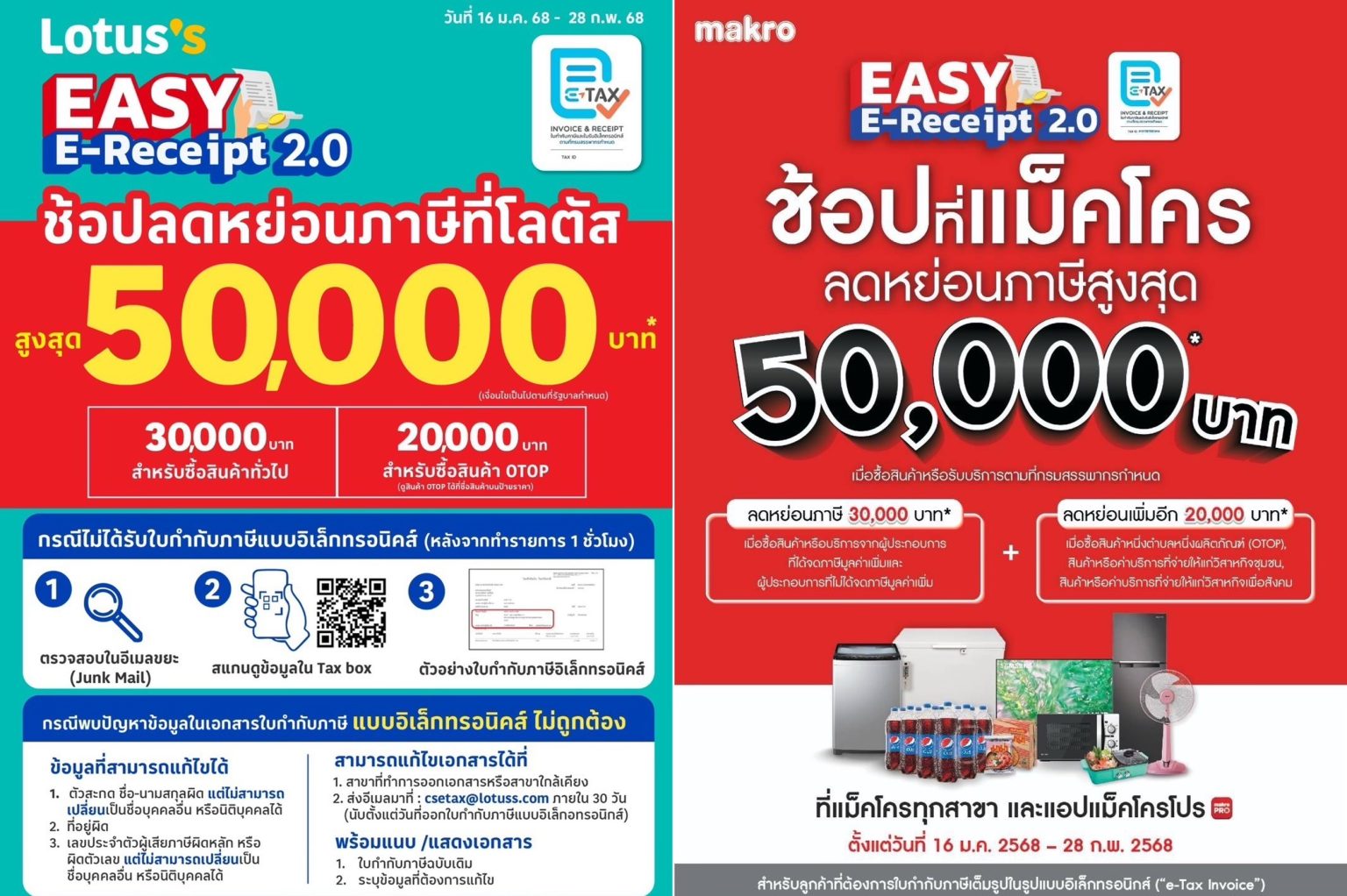 แม็คโคร-โลตัส ผนึกกำลัง รับ ‘Easy E-Receipt 2.0’ ชวนช้อป ลดหย่อนภาษี พร้อมยกทัพสินค้า รับส่วนลด เพิ่มความคุ้มค่าอีกต่อ