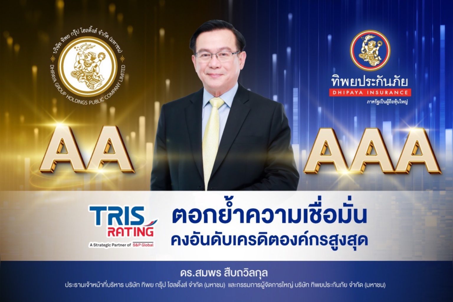 ทริสเรทติ้งประเมินเหตุการณ์แผ่นดินไหวไม่กระทบ คงอันดับเครดิตองค์กรสูงสุด ให้ ทิพย กรุ๊ป โฮลดิ้งส์ และ ทิพยประกันภัย