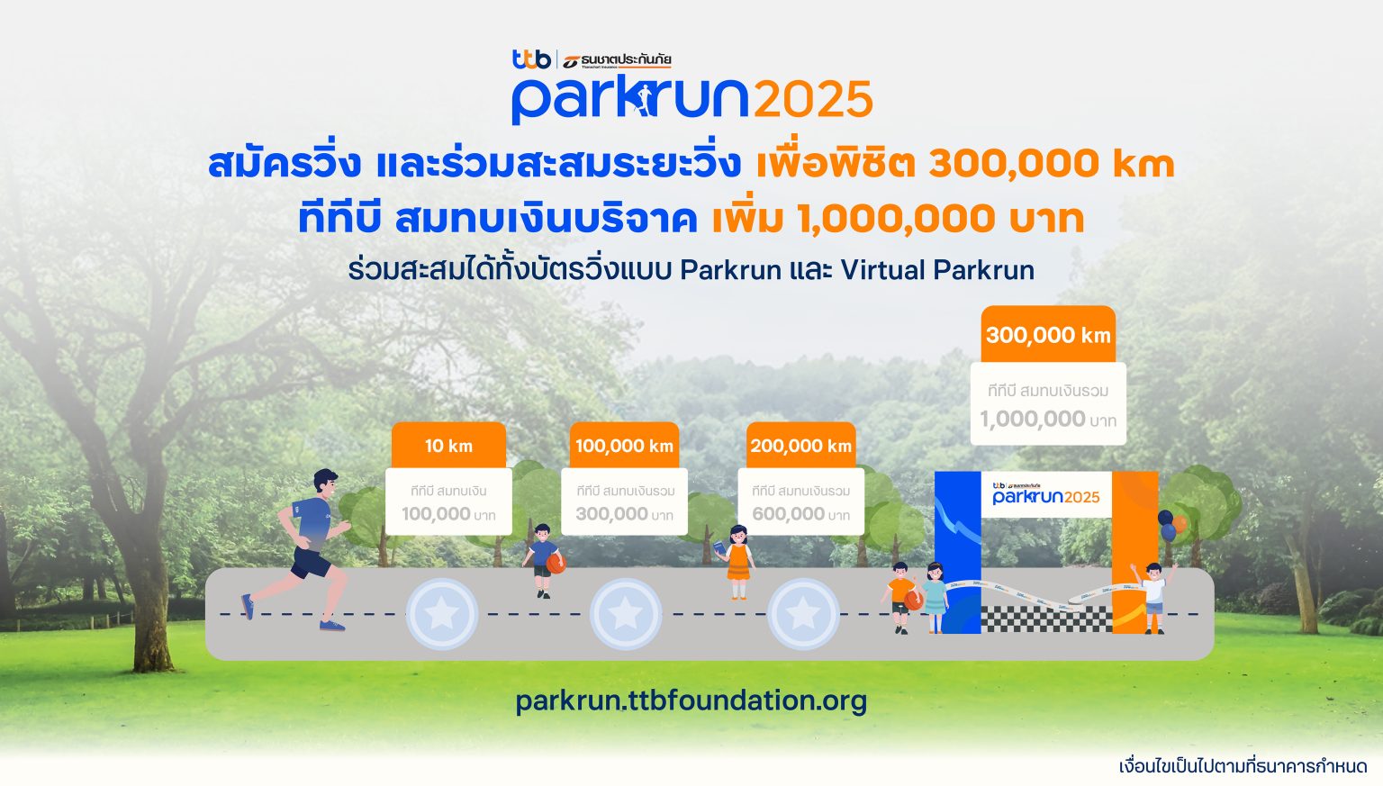 “ทีทีบี | ธนชาตประกันภัย พาร์ครัน 2025” ชวนวิ่งสะสมระยะ พิชิต 300,000 กิโลเมตร สมทบเงินบริจาคเพิ่ม 1 ล้านบาท