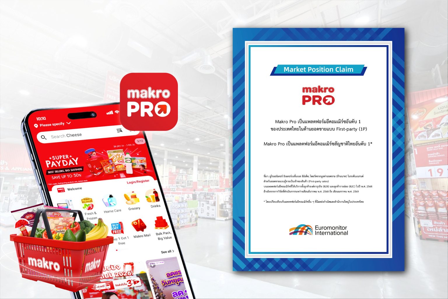 “Makro PRO” คว้าอันดับ 1 แพลตฟอร์มอีคอมเมิร์ซสัญชาติไทย จากการจัดอันดับของ Euromonitor International