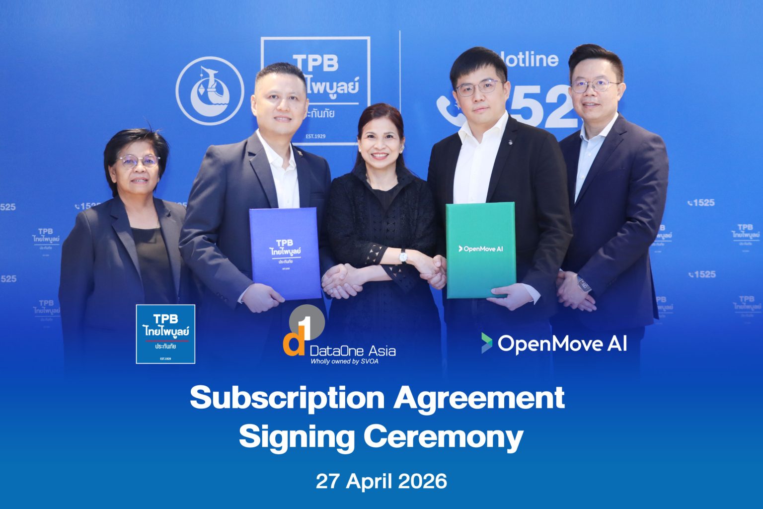 OpenMove AI Berhad และ ไทยไพบูลย์ประกันภัย ลงนามข้อตกลงเชิงกลยุทธ์ด้านระบบบริหารช่องทางตัวแทน พร้อมจับมือ Dataone Asia เร่งขยายธุรกิจในประเทศไทย