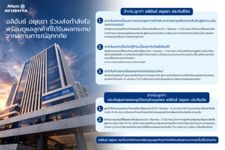 อลิอันซ์ อยุธยา ร่วมส่งกำลังใจ พร้อมออกมาตรการช่วยเหลือลูกค้าที่ได้รับผลกระทบจากสถานการณ์อุทกภัย